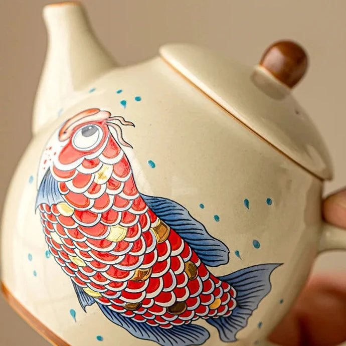 Chinese arowana teapot ceramic household teacup single pot tea machine Chinese retro kung fu tea set - China Tea Store