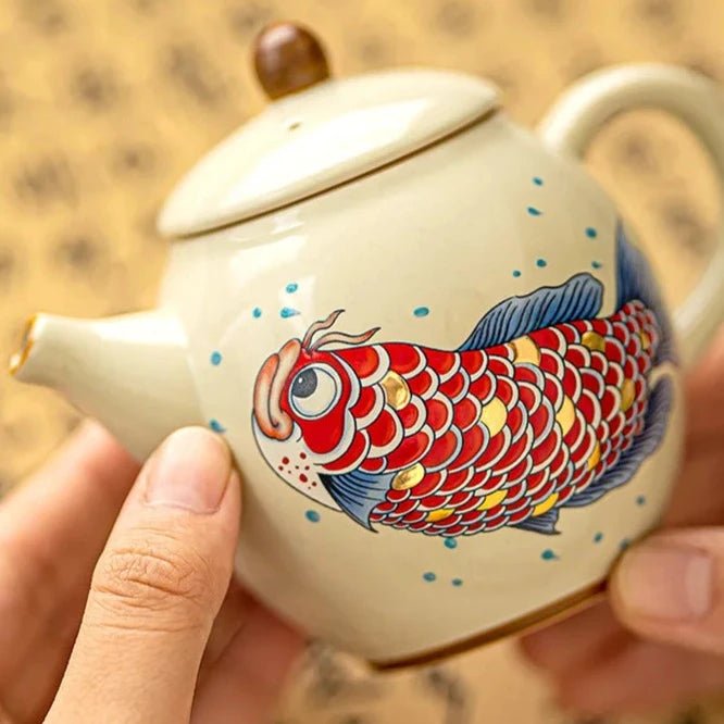 Chinese arowana teapot ceramic household teacup single pot tea machine Chinese retro kung fu tea set - China Tea Store