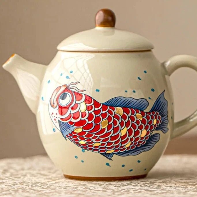 Chinese arowana teapot ceramic household teacup single pot tea machine Chinese retro kung fu tea set - China Tea Store