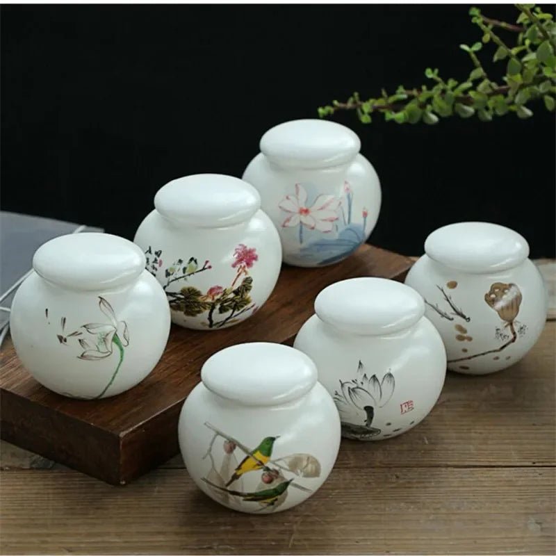 Chinese Style Ceramic Tea Caddy Travel Tea Boxes Portable Tea Tin Containers Powder Spice Sealed Jar Oolong Coffee Storage Tank - China Tea Store