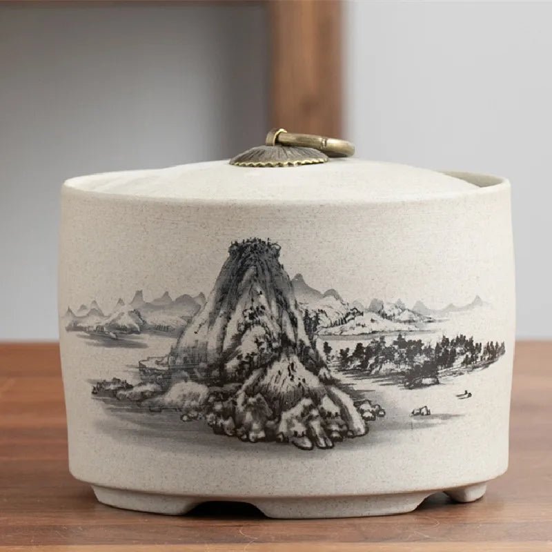 Chinese Style Ceramics Tea Caddy Household Storage Tank Travel Tea Bag Coffee Biscuits Sealed Jar Dried Fruit Snacks Containers - China Tea Store