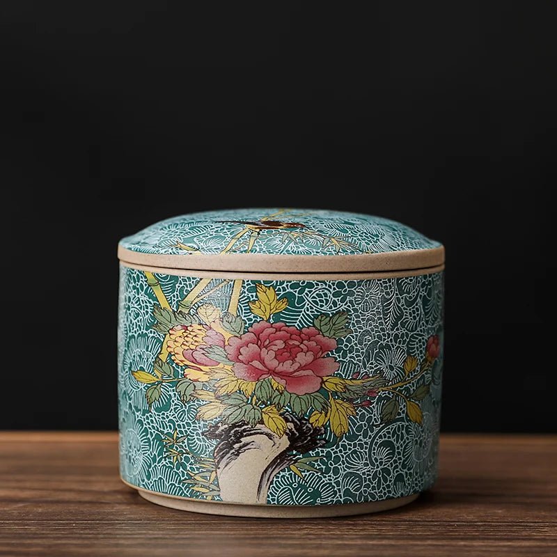 Chinese - style Tea Pot with Lid Moisture - proof Storage Tank Ceramic Sealed Storage Tank Home Retro Tea Box Living Room Decoration - China Tea Store