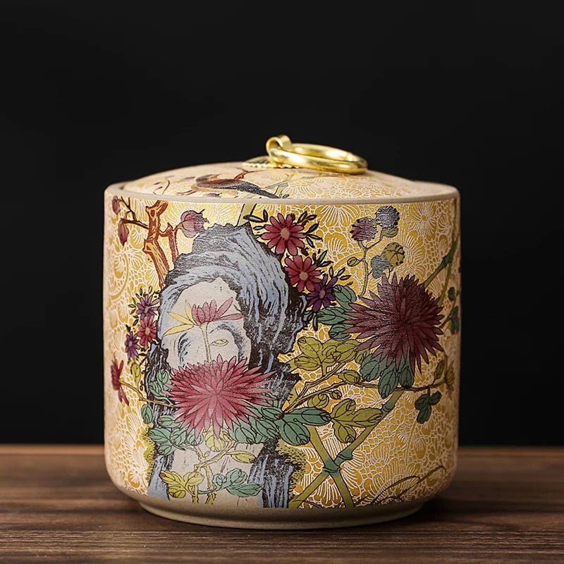 Chinese - style Tea Pot with Lid Moisture - proof Storage Tank Ceramic Sealed Storage Tank Home Retro Tea Box Living Room Decoration - China Tea Store