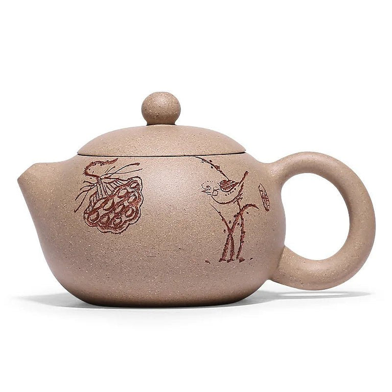 chinese tea pot real yixing zisha duan clay marked lotus root handpainted 9 infuser holes xishi pot 80ml - China Tea Store