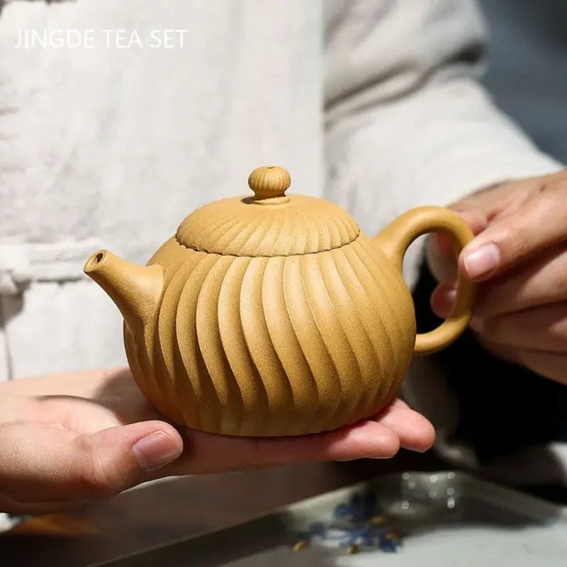 Chinese Yixing Purple Clay Teapots Authentic Section Mud Filter Tea Infuser Handmade Stripe Beauty Kettle Zisha Tea Set 210ml - China Tea Store