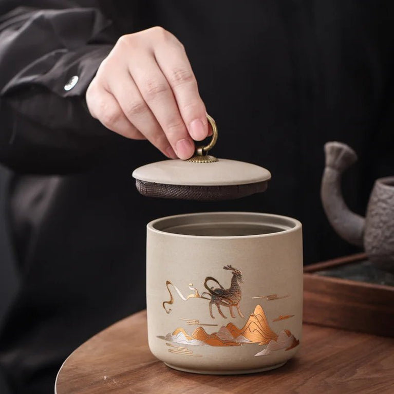 Creative Ceramic Storage Jar Purple Clay Storage Tea Jar Moistureproof Home Candy Nut Sealed Box Food Storage Container Gift New - China Tea Store