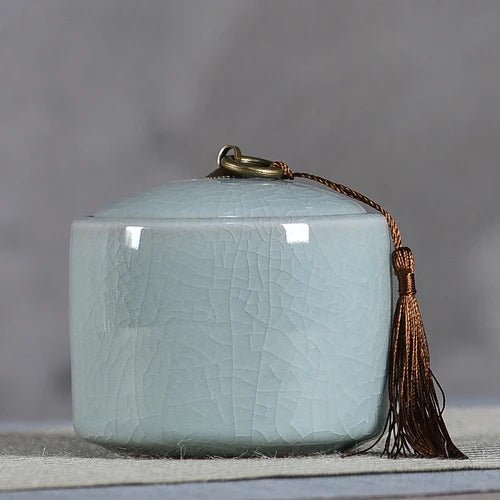 Creative Cracked Ceramic Tea Caddy with Lid Porcelain Sealed Candy Caddy Portable Tea Box Desktop Decoration Home Decoration New - China Tea Store