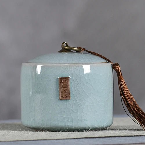 Creative Cracked Ceramic Tea Caddy with Lid Porcelain Sealed Candy Caddy Portable Tea Box Desktop Decoration Home Decoration New - China Tea Store