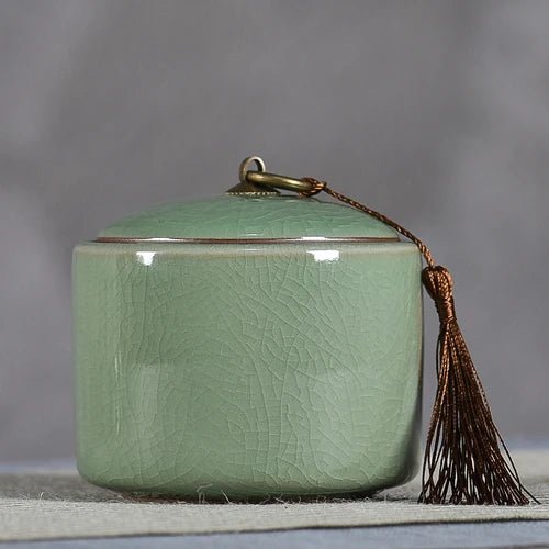 Creative Cracked Ceramic Tea Caddy with Lid Porcelain Sealed Candy Caddy Portable Tea Box Desktop Decoration Home Decoration New - China Tea Store