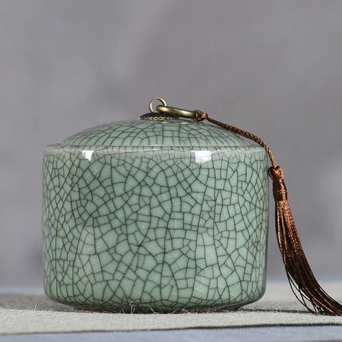 Creative Cracked Ceramic Tea Caddy with Lid Porcelain Sealed Candy Caddy Portable Tea Box Desktop Decoration Home Decoration New - China Tea Store