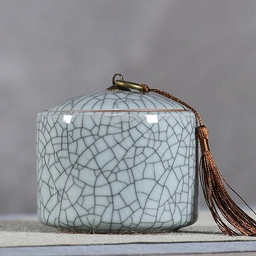 Creative Cracked Ceramic Tea Caddy with Lid Porcelain Sealed Candy Caddy Portable Tea Box Desktop Decoration Home Decoration New - China Tea Store