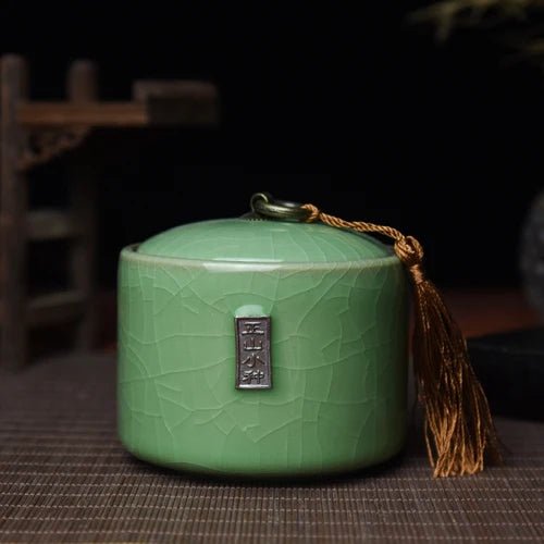 Creative Cracked Ceramic Tea Caddy with Lid Porcelain Sealed Candy Caddy Portable Tea Box Desktop Decoration Home Decoration New - China Tea Store