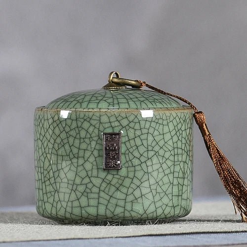 Creative Cracked Ceramic Tea Caddy with Lid Porcelain Sealed Candy Caddy Portable Tea Box Desktop Decoration Home Decoration New - China Tea Store