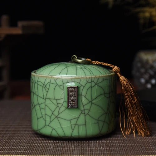 Creative Cracked Ceramic Tea Caddy with Lid Porcelain Sealed Candy Caddy Portable Tea Box Desktop Decoration Home Decoration New - China Tea Store