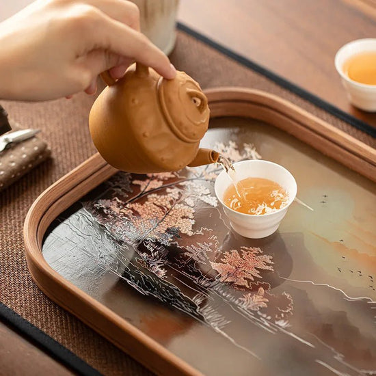 Creative Glass Tray Tea Tray Small Pot Bearer Household Chinese Retro Bamboo Teapot Cushion Dry Bubble Table - China Tea Store