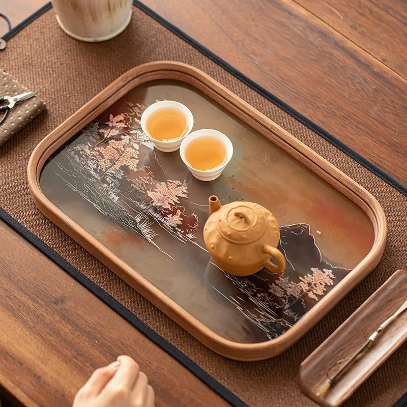 Creative Glass Tray Tea Tray Small Pot Bearer Household Chinese Retro Bamboo Teapot Cushion Dry Bubble Table - China Tea Store