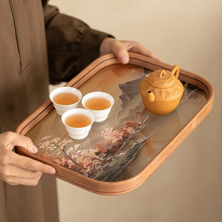 Creative Glass Tray Tea Tray Small Pot Bearer Household Chinese Retro Bamboo Teapot Cushion Dry Bubble Table - China Tea Store