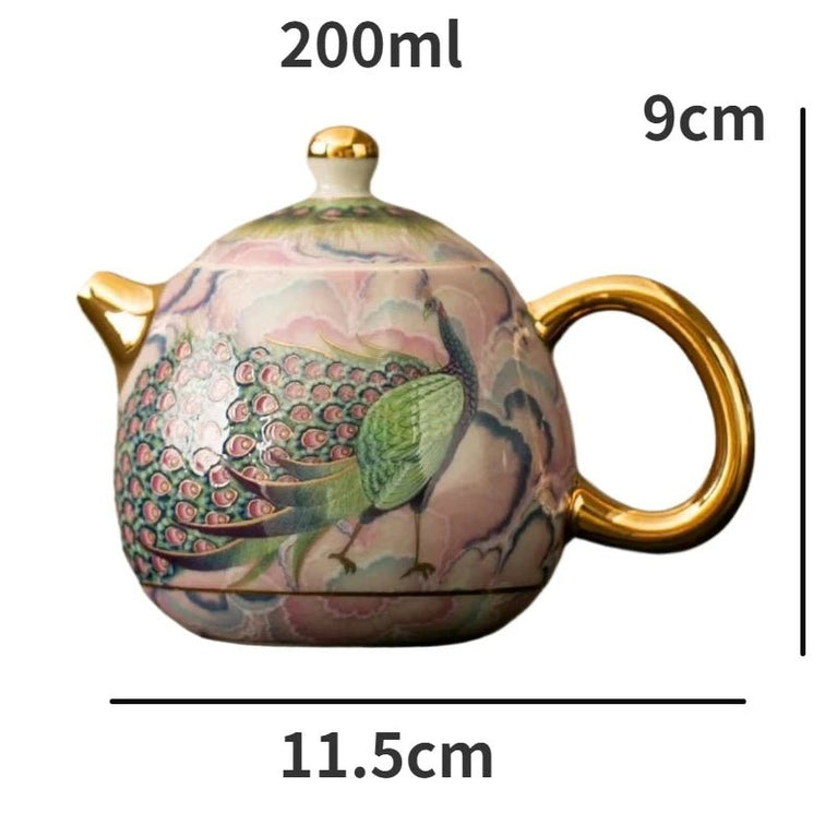 Dragon Egg Pot Hand - painted Peacock Small Teapot Ceramic Brewing Teapot - China Tea Store