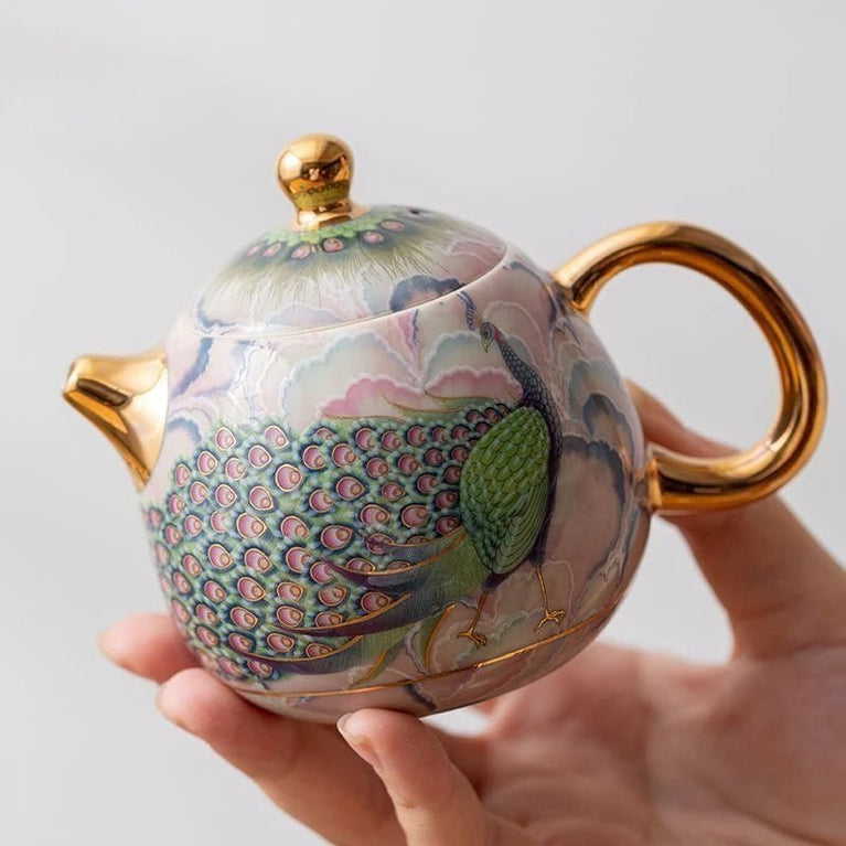 Dragon Egg Pot Hand - painted Peacock Small Teapot Ceramic Brewing Teapot - China Tea Store