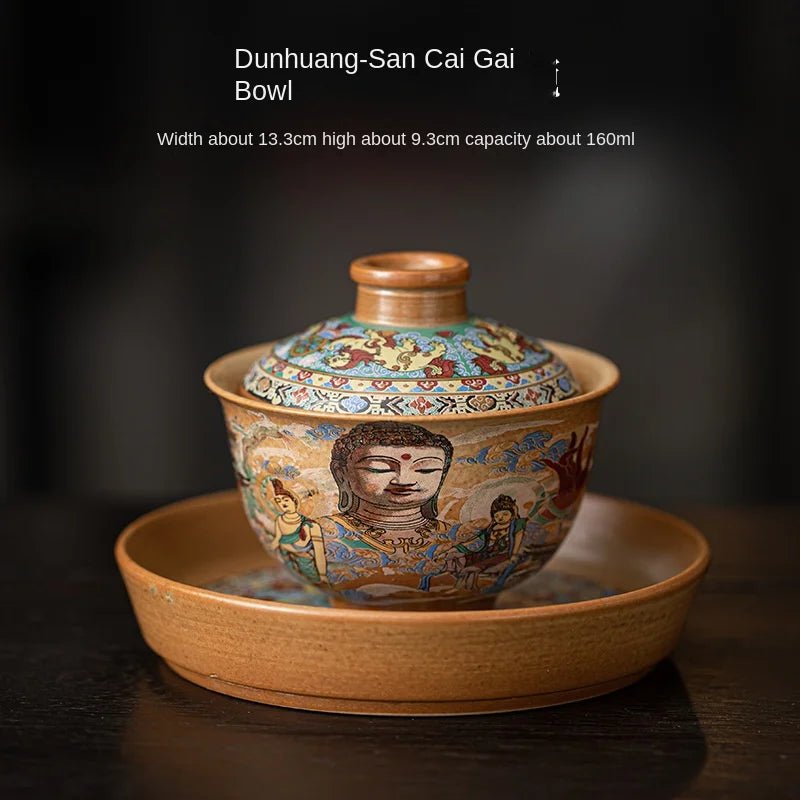 Dunhuang Buddha Gaiwan Kiln Baked Retro Ceramic Tea Bowl Household Kung Fu Tea Set Tea Making Device - China Tea Store