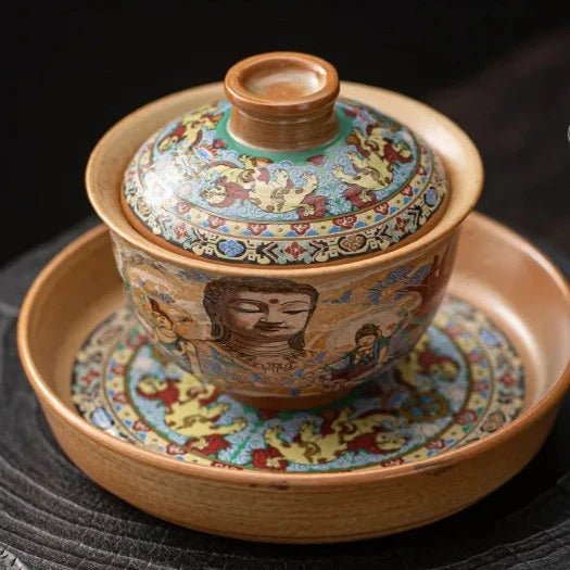 Dunhuang Buddha Gaiwan Kiln Baked Retro Ceramic Tea Bowl Household Kung Fu Tea Set Tea Making Device - China Tea Store