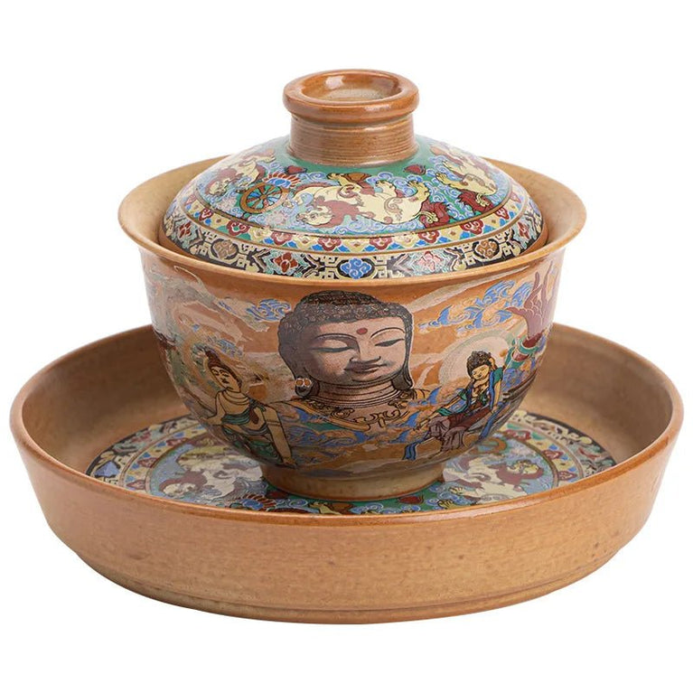 Dunhuang Buddha Gaiwan Kiln Baked Retro Ceramic Tea Bowl Household Kung Fu Tea Set Tea Making Device - China Tea Store