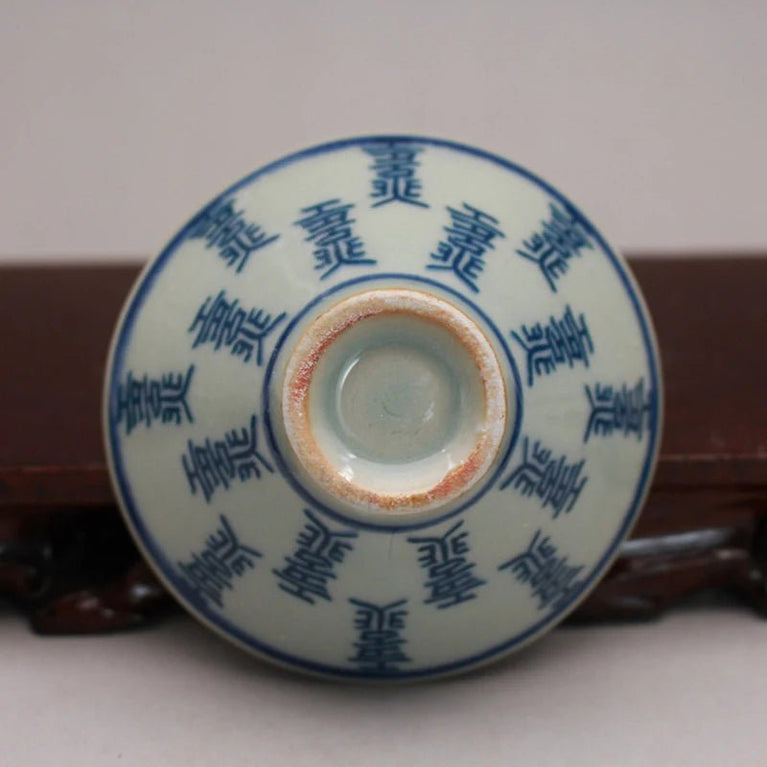 Early Qing dynasty folk kiln, blue and white, with rich fortune pattern, hat, cup and teacup, antique ceramic ware - China Tea Store