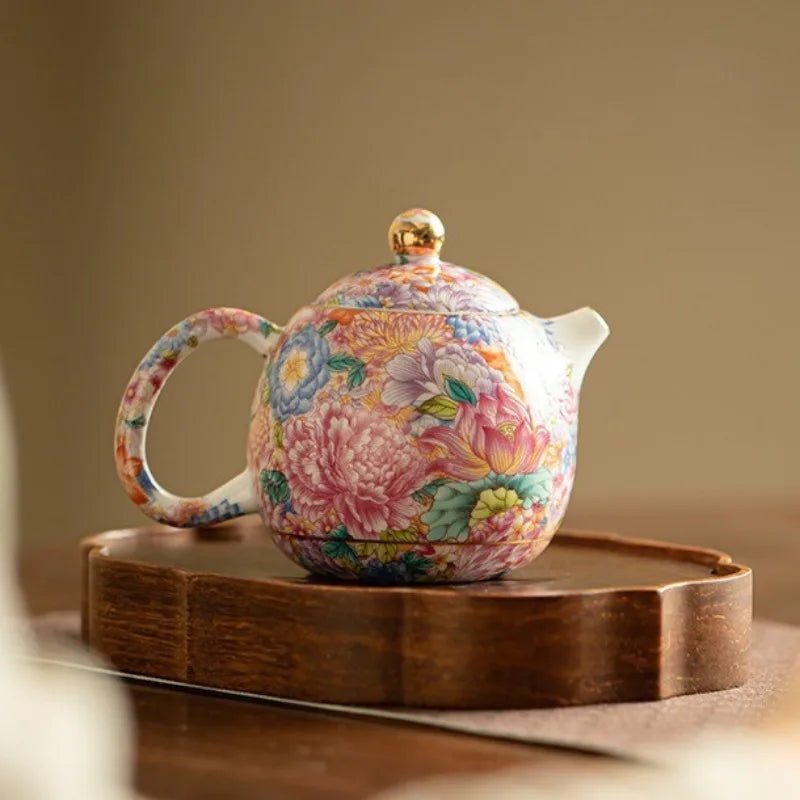 Enamel Colored Flower Dragon Egg Tea Pot Handmade Ceramic Teapots Kung Fu Tea Set Household Tea Pot - China Tea Store