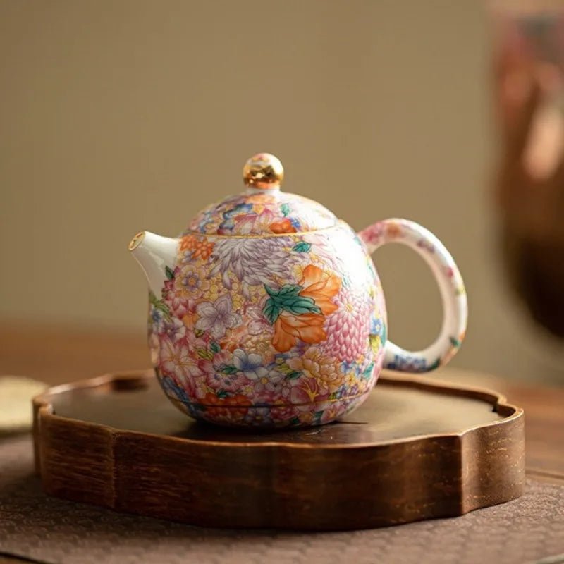 Enamel Colored Flower Dragon Egg Tea Pot Handmade Ceramic Teapots Kung Fu Tea Set Household Tea Pot - China Tea Store