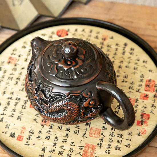 etro Carving Purple Pottery Teapot Ceramic Household Kettle Pot Kung Fu Tea Set Pure Handmade Teapot Teapot for Tea Puer Tea - China Tea Store