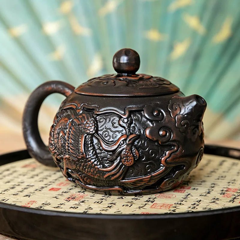 etro Carving Purple Pottery Teapot Ceramic Household Kettle Pot Kung Fu Tea Set Pure Handmade Teapot Teapot for Tea Puer Tea - China Tea Store