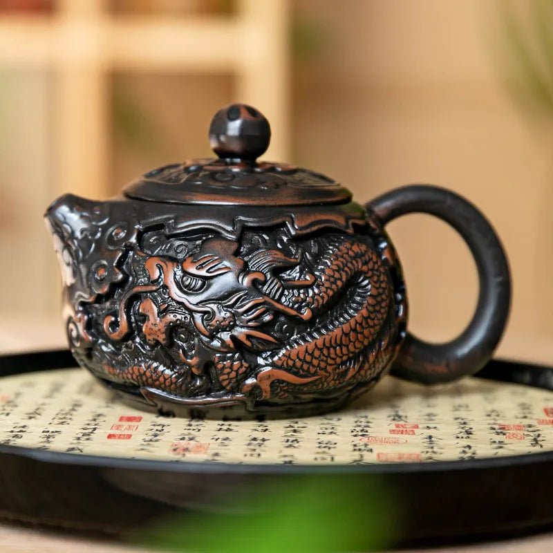 etro Carving Purple Pottery Teapot Ceramic Household Kettle Pot Kung Fu Tea Set Pure Handmade Teapot Teapot for Tea Puer Tea - China Tea Store