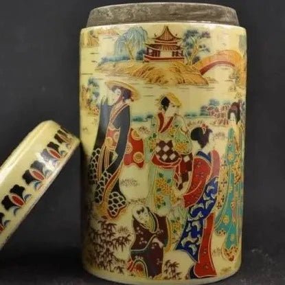 Exquisite Chinese Old Collectible Handmade Porcelain Painted with Japanese Dowager Big Pot Tea Caddie - China Tea Store