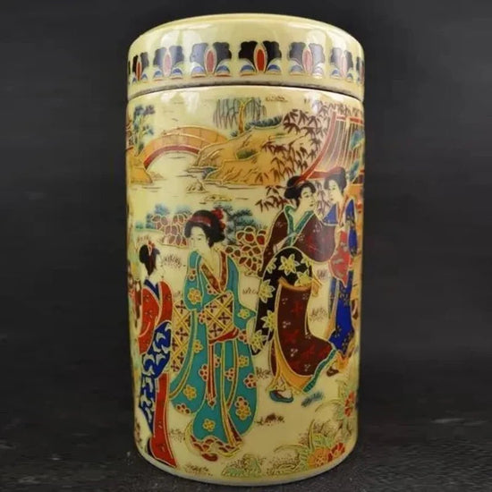 Exquisite Chinese Old Collectible Handmade Porcelain Painted with Japanese Dowager Big Pot Tea Caddie - China Tea Store