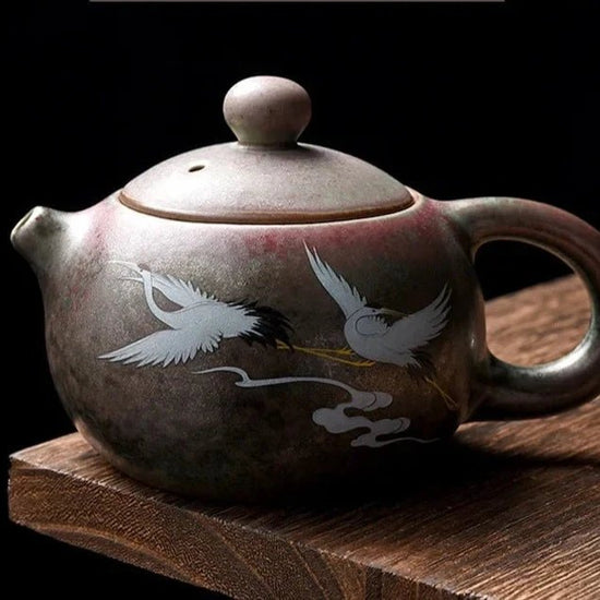 Fairy Crane kiln change teapot household ceramic Japanese handmade retro tea brewing kung fu single pot tea divider - China Tea Store