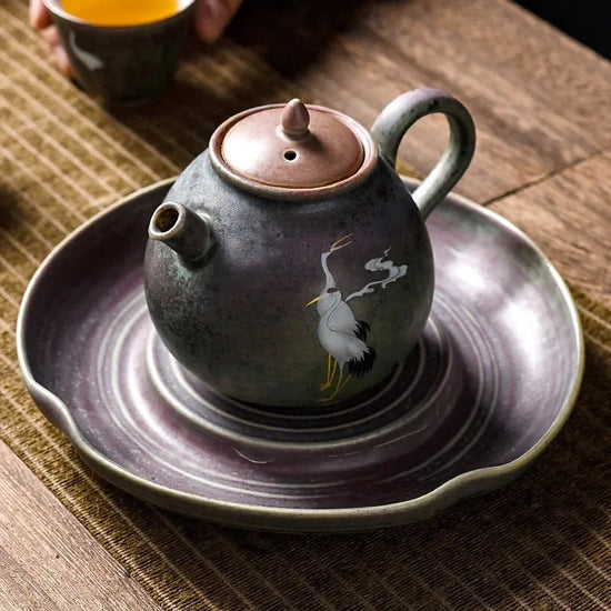 Fairy Crane kiln change teapot household ceramic Japanese handmade retro tea brewing kung fu single pot tea divider - China Tea Store