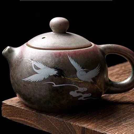 Fairy Crane kiln change teapot household ceramic Japanese handmade retro tea brewing kung fu single pot tea divider - China Tea Store