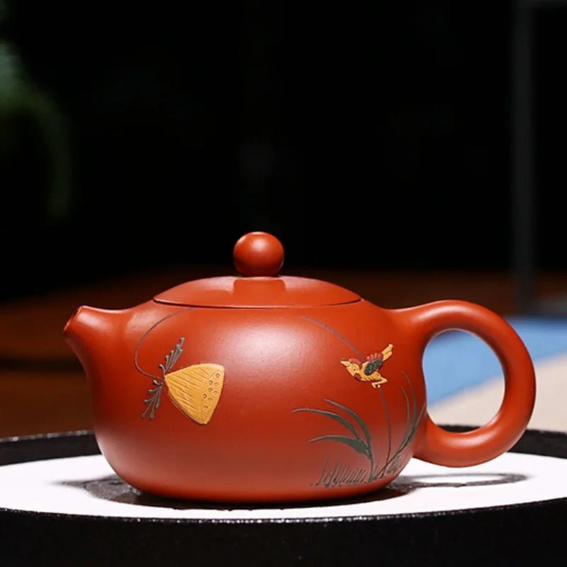 Famous handmade Yixing teapot ore red clay painted Xishi purple clay teapot 170cc collection gift tea set - China Tea Store