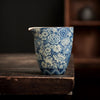 Flowers Ceramic Opening Pottery Fair Cup Chinese Kung Fu Tea Vintage Zen Tea Sea Teacup Teaware Blue Tea Ceremony Utensil