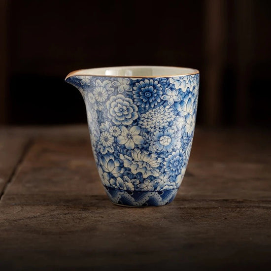 Flowers Ceramic Opening Pottery Fair Cup Chinese Kung Fu Tea Vintage Zen Tea Sea Teacup Teaware Blue Tea Ceremony Utensil - China Tea Store