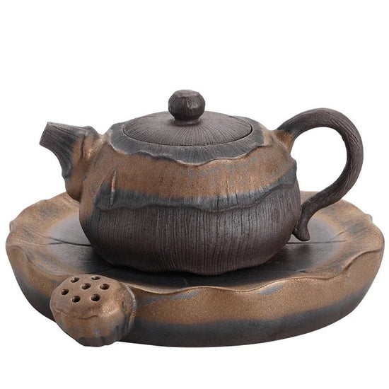 Gilded Iron Glaze Lotus Fragrance Pot Pu'er Tea Maker Mug Teapot Clay Coffeeware Teaware Puer Tea Cup Set Yixing Clay Kettle Bar - China Tea Store