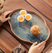 Glass Begonia Bamboo Tea Tray Household Small Tea Table Tea Making Tray Kung Fu Glass Serving Tray - China Tea Store