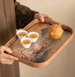 Glass Begonia Bamboo Tea Tray Household Small Tea Table Tea Making Tray Kung Fu Glass Serving Tray - China Tea Store