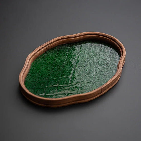 Glass Begonia Bamboo Tea Tray Household Small Tea Table Tea Making Tray Kung Fu Glass Serving Tray - China Tea Store