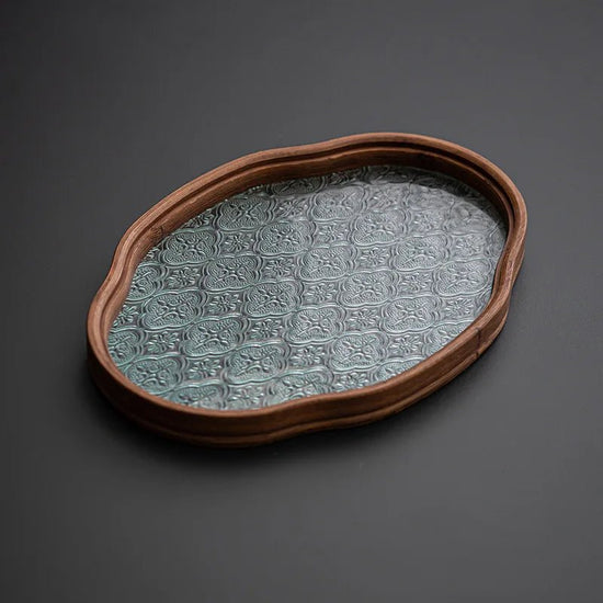 Glass Begonia Bamboo Tea Tray Household Small Tea Table Tea Making Tray Kung Fu Glass Serving Tray - China Tea Store