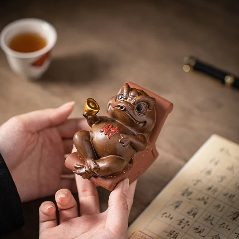 Golden Toad Tea Pet Decoration Attracting Wealth Toad Creative Tea Ceremony Accessories Tea Table Fragrance Insertion Decoration - China Tea Store