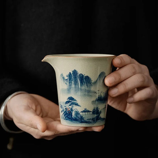 Hand Painted Landscape Fair Cup Ceramic Blue Kung Fu Vintage Tea Sea Chinese Teacup Teaware Tea Ceremony Utensil - China Tea Store