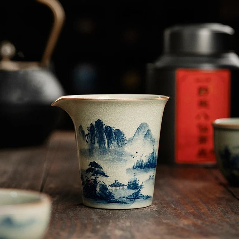 Hand Painted Landscape Fair Cup Ceramic Blue Kung Fu Vintage Tea Sea Chinese Teacup Teaware Tea Ceremony Utensil - China Tea Store