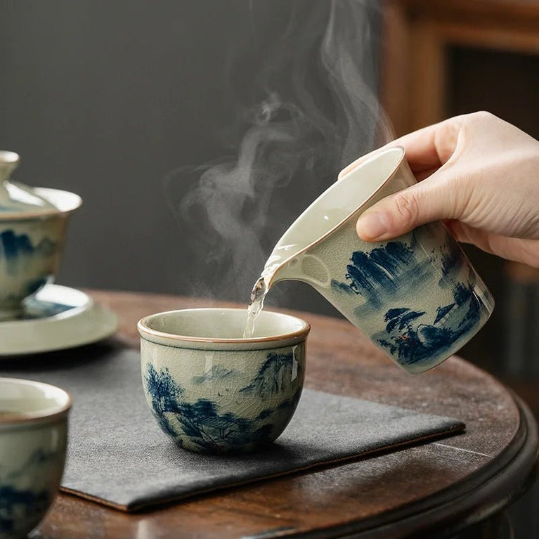 Hand Painted Landscape Fair Cup Ceramic Blue Kung Fu Vintage Tea Sea Chinese Teacup Teaware Tea Ceremony Utensil - China Tea Store