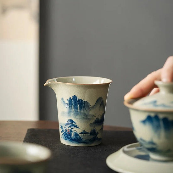 Hand Painted Landscape Fair Cup Ceramic Blue Kung Fu Vintage Tea Sea Chinese Teacup Teaware Tea Ceremony Utensil - China Tea Store